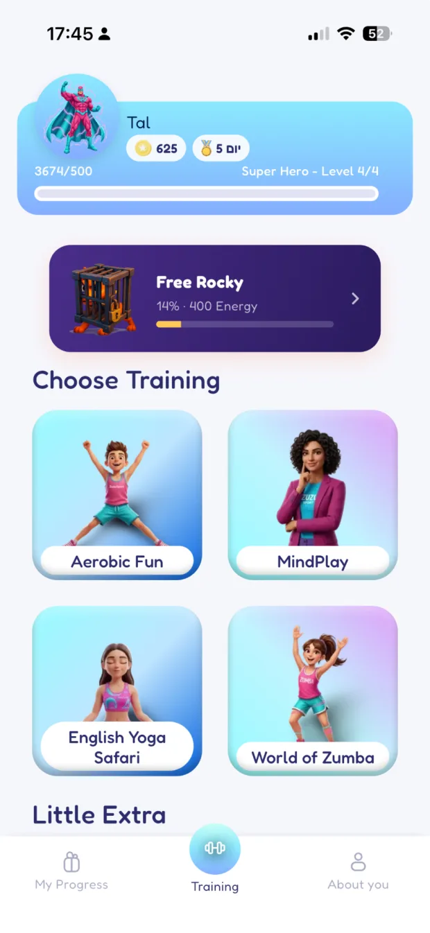 ZUZU MindPlay app training and mission interface